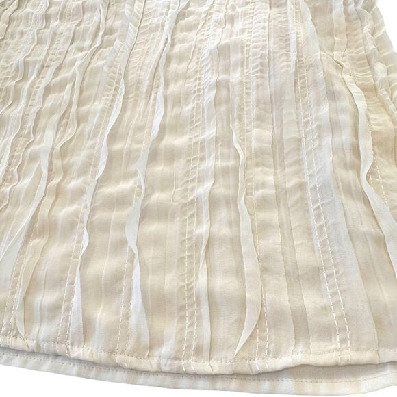 Line & Dot Ivory Ruffle Pleaded Sheer Blouse, Small - Picture 8 of 11